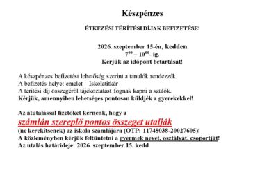 Étkezés befizetés