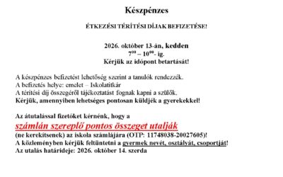 Étkezés befizetés
